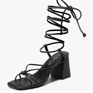 Black Strappy Heels Gladiator Style New